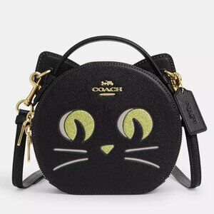 Coach Black and Gold Cat Crossbody Bag